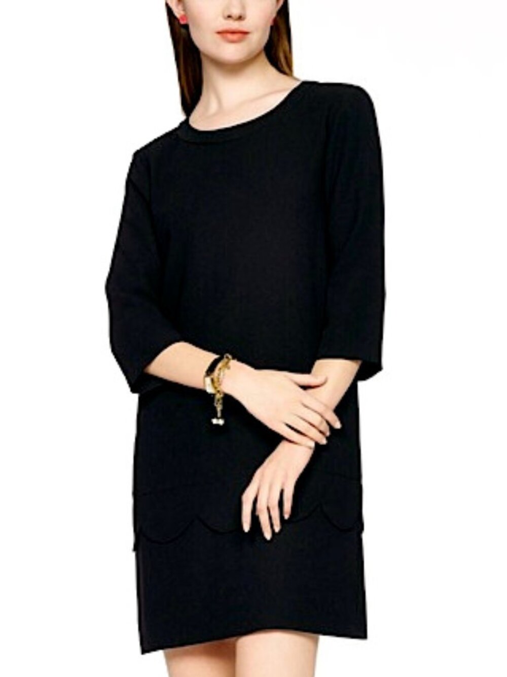 Kate Spade Black Fancy Meeting You Dress Scalloped Detail Women’s SZ 8